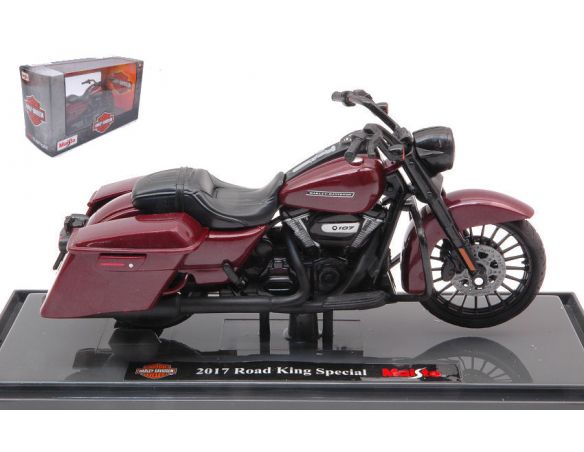 MAISTO MI19138R HARLEY DAVIDSON ROAD KING SPECIAL 2017 DARK RED 1:18 Modellino