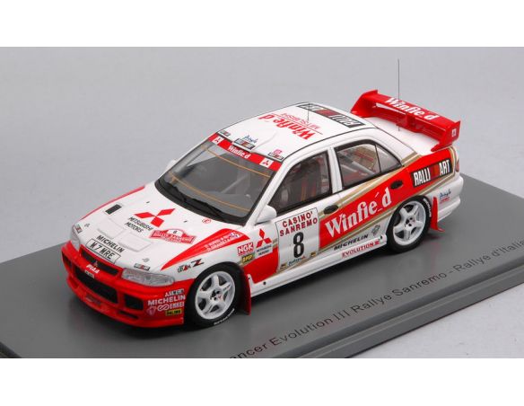 SPARK MODEL S6513 MITSUBISHI LANCER EVO III N.8 8th RALLY SAN REMO 1996 AURIOL-GIRAUDET Modellino