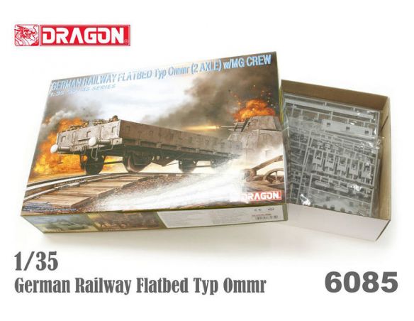 DRAGON D6085 GERMAN RAILW.FLATBED OMMR + MG CREW KIT 1:35 Modellino