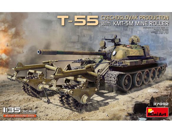 MINIART MIN37092 T-55 CZECHOSLOVAK PRODUCTION WITH KMT-5M MINE ROLLER KIT 1:35 Modellino