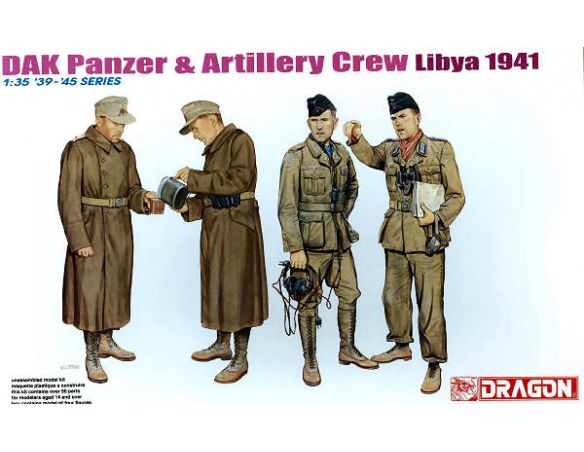 DRAGON D6693 DAK PANZER & ARTILLERY CREW (LYBIA 1941) KIT 1:35 Modellino