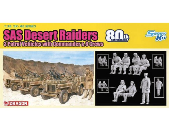 DRAGON D6931 SAS 4x4 TRUCK UNIT W/COMMANDER AND CREWS SAS 80th ANNIVERSARY KIT 1:35 Modellino