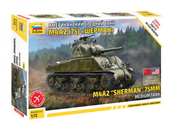 ZVEZDA Z5063 M4 A2 (75 mm) SHERMAN MEDIUM TANK KIT 1:72 Modellino