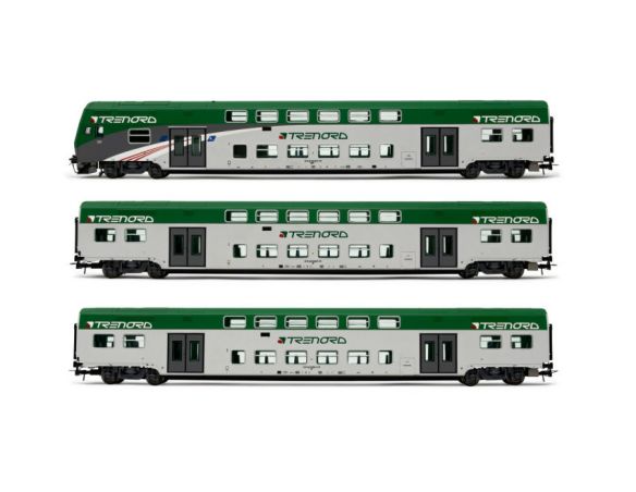 LIMA HL5052 TRENORD 1 LOCOMOTIVA + 2 CARROZZE INTERMEDIE 1:87 Modellino