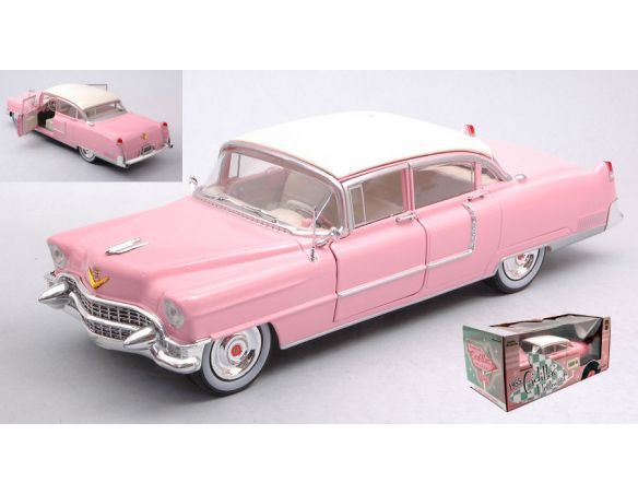 GREENLIGHT GREEN84098 CADILLAC FLEETWOOD SERIE 60 1955 PINK WITH WHITE ROOF 1:24 Modellino