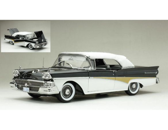 SUNSTAR SS5286 FORD FAIRLANE 500 CONVERTIBLE BLACK/WHITE 1:18 Modellino