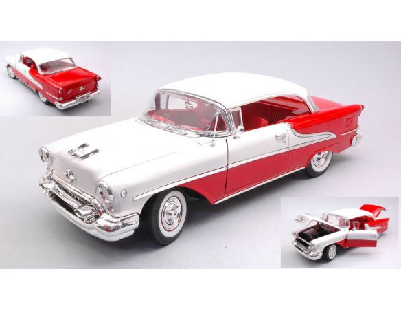 WELLY WE19869CR OLDSMOBILE SUPER 88 CABRIOLET 1955 RED/WHITE 1:18 Modellino