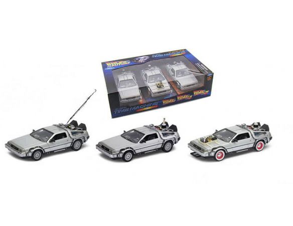 WELLY WE22400 DE LOREAN BACK TO THE FUTURE GIFT BOX W/PART 1 + 2 + 3 1:24 Modellino