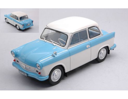WHITEBOX WB124091 TRABANT P50 WHITE/LIGHT BLUE 1:24 Modellino