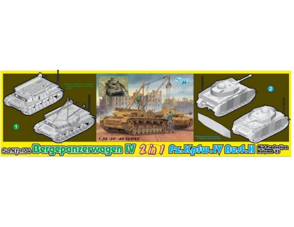 DRAGON D6951 BERGEPANZERWAGEN IV / Pz.Kpfw.IV Ausf.H 2 in 1 KIT 1:35 Modellino