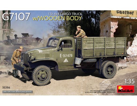 MINIART MIN35386 1,5 t 4x4 G7107 CARGO TRUCK W/WOODEN BODY KIT 1:35 Modellino