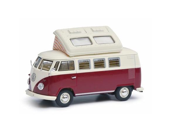 SCHUCO SH3779 VW T1b CAMPER AMARANT/WHITE 1:43 Modellino