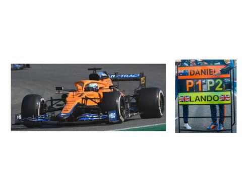 SPARK MODEL S7689 MC LAREN MCL35M DANIEL RICCIARDO 2021 N.3 WINNER ITALIAN GP W/PIT BOARD Modellino