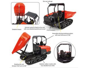UNIVERSAL HOBBIES UH8155 MINI DUMPER CINGOLATO KUBOTA KC300HR-5 1:24 Modellino