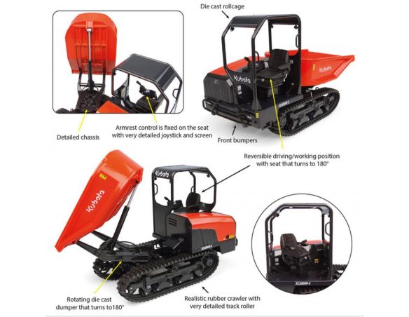 UNIVERSAL HOBBIES UH8155 MINI DUMPER CINGOLATO KUBOTA KC300HR-5 1:24 Modellino