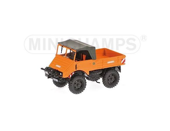 MINICHAMPS 439030205 MERCEDES UNIMOG 401 MIT SEILWINDE 1951 ORANGE Modellino