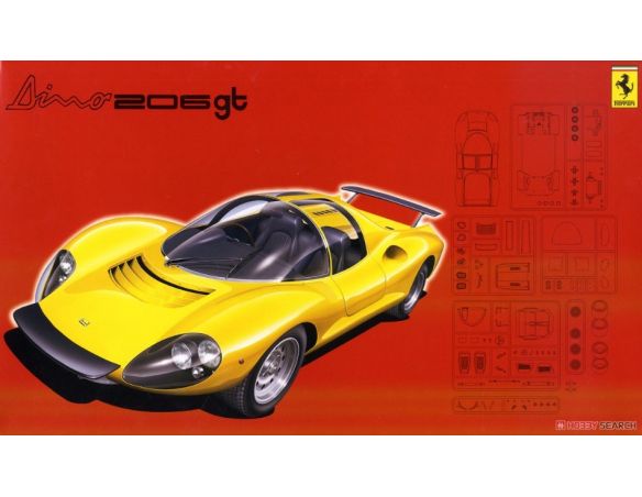 FUJIMI FJ123639 FERRARI DINO 206 GT 1967 YELLOW KIT 1:24 Modellino