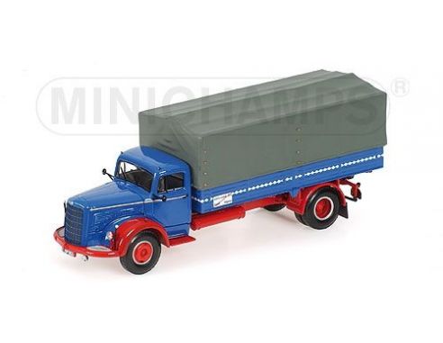 MINICHAMPS 439034420 MERCEDES BENZ L 315 PRITSCHE 1954 BLUE & RED Modellino