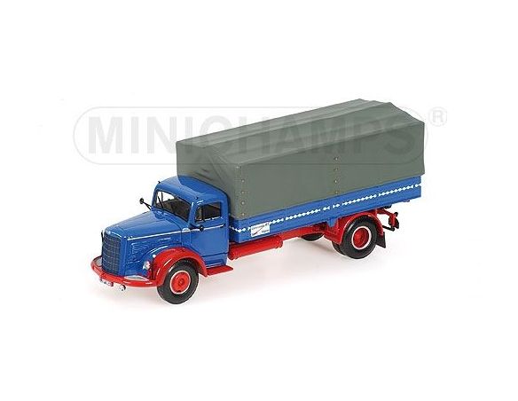 MINICHAMPS 439034420 MERCEDES BENZ L 315 PRITSCHE 1954 BLUE & RED Modellino