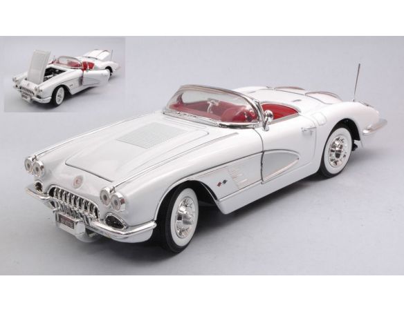 MOTORMAX MTM73109W CHEVROLET CORVETTE 1958 WHITE 1:18 Modellino