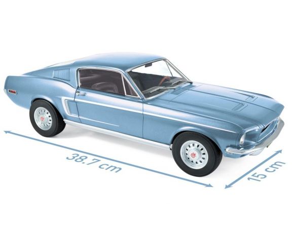 NOREV NV122703 FORD MUSTANG GT 1968 LIGHT BLUE METALLIC 1:12 Modellino