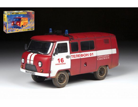 ZVEZDA Z43001 UAZ 3909 FIREFIGHTER CAR KIT 1:43 Modellino