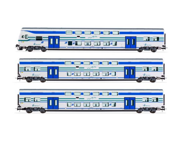 LIMA HL5050 FS TRENITALIA 1 LOCOMOTIVA + 2 CARROZZE INTERMEDIE 1:87 Modellino