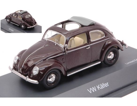 SCHUCO SH2684 VW KAFER FALTDACH OPEN DARK BROWN 1:43 Modellino