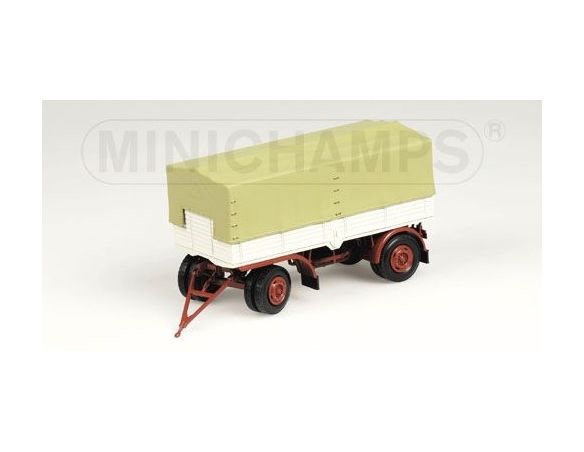 MINICHAMPS 439159096 RIMORCHIO 2 ASSI PRITSCHENANHANGER WHITE & RED Modellino