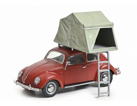 SCHUCO SH3775 VW BEETLE W/ROOFTENT RED 1:43 Modellino