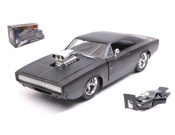 JADA TOYS JADA97174 DOM'S DODGE CHARGER R/T FAST & FURIOUS 7 MATT BLACK 1:24 Modellino