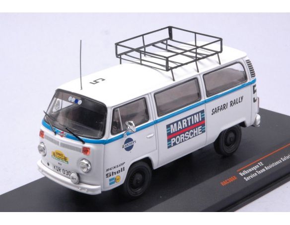 IXO MODEL RAC386X VW T2 BUS TEAM PORSCHE MARTINI SAFARI RALLY 1978 ASSSITANCE VAN 1:43 Modellino