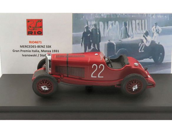 RIO RI4671 MERCEDES SSK N.22 G.P.ITALIA MONZA 1931 IVANOWSKI-STOFFEL 1:43 Modellino