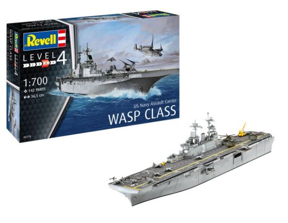 REVELL RV05178 US NAVY ASSAULT CARRIER WASP CLASS KIT 1:700 Modellino