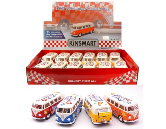 KINSMART KT5377DF VW SAMBA BUS FLOWER POWER cm 12 1:32 Modellino