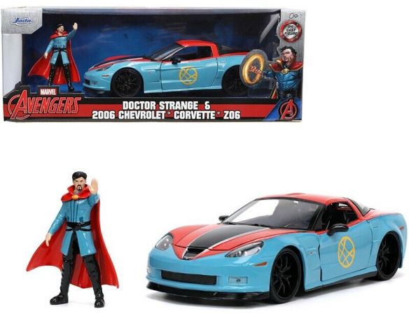 JADA TOYS JADA25024 CHEVROLET CORVETTE MARVEL DOCTOR STRANGE BLUE/RED 1:24 Modellino