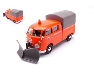 MOTORMAX MTM79593 VW TYPE 2 T1 PICKUP TRUCK W/SNOW PLOW 1962 ORANGE 1:24 Modellino