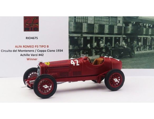 RIO RI4675 ALFA ROMEO P3 TIPO B N.42 WINNER CIRCUITO MONTENERO 1934 A.VARZI 1:43 Modellino
