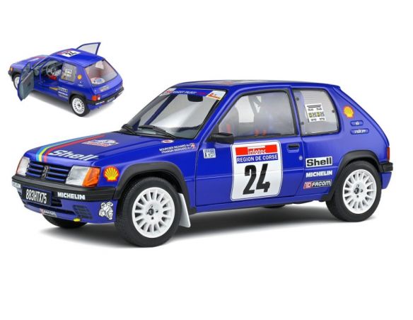 SOLIDO SL1801711 PEUGEOT 205 RALLY Gr.A N.24 TOUR DE CORSE 1990 R.BOURSIER-B.FRANGIN 1:18 Modellino