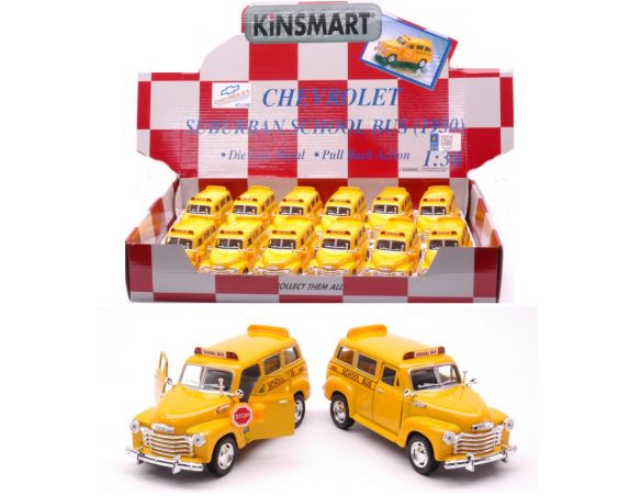 KINSMART KT836 CHEVROLET SUBURBAN SCHOOL BUS 1950 cm 12 1:36 Modellino