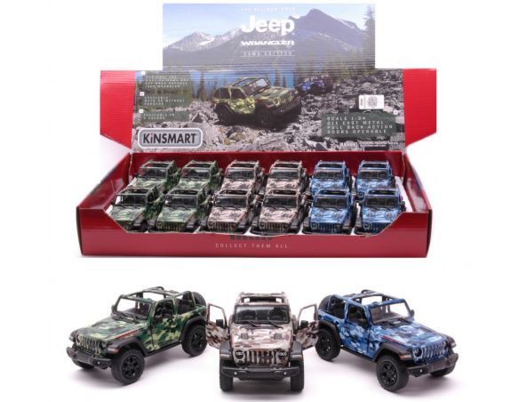 KINSMART KT89075 JEEP WRANGLER OPEN CAMOUFLAGE cm 12 1:34 Modellino