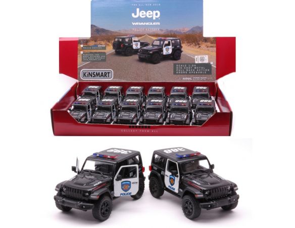 KINSMART KT89395 JEEP WRANGLER 2018 POLICE cm 12 1:34 Modellino