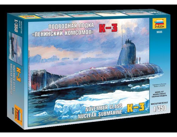 ZVEZDA Z9035 NUCLEAR SUBMARINE K-3 KIT 1:350 Modellino