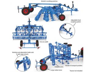 UNIVERSAL HOBBIES UH6290 COLTIVATORE ESTIRPATORE LEMKEN SMARAGD 9/600 K SEMI MOUNTED FIELD 1:32 Modellino