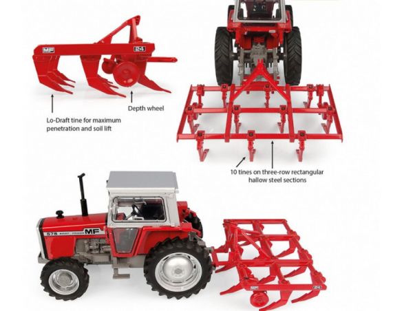 UNIVERSAL HOBBIES UH6452 ESTIRPATORE MASSEY FERGUSON 24 CHISEL PLOUGH 1:32 Modellino