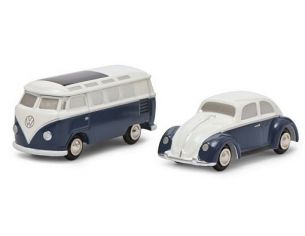 SCHUCO SH05146 VW KAFER + VW SAMBA T1 SET WHITE/BLUE 1:87 Modellino