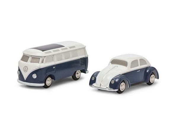 SCHUCO SH05146 VW KAFER + VW SAMBA T1 SET WHITE/BLUE 1:87 Modellino