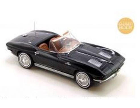 NOREV NV189055 CHEVROLET CORVETTE STINGRAY CABRIOLET 1963 BLACK 1:18 Modellino