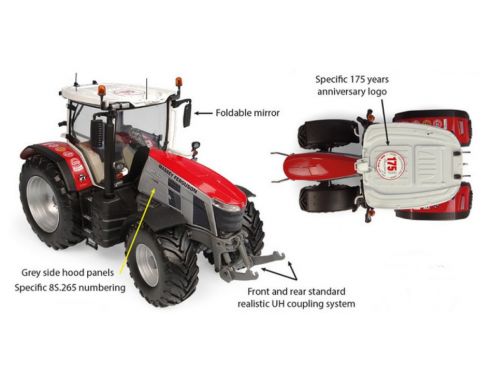 UNIVERSAL HOBBIES UH6453 TRATTORE MASSEY FERGUSON 8S.265 175th ANNIVERSARY EDITION 1:32 Modellino