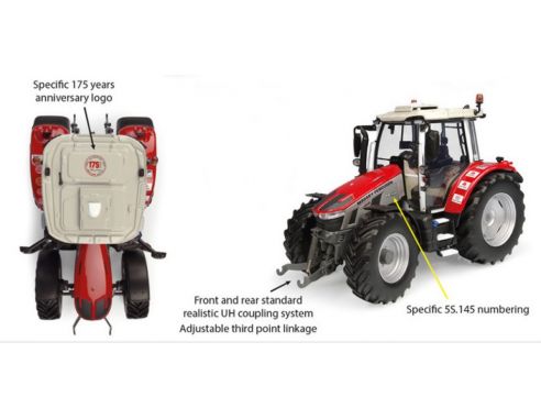 UNIVERSAL HOBBIES UH6460 TRATTORE MASSEY FERGUSON 5S.145 175th ANNIVERSARY EDITION 1:32 Modellino